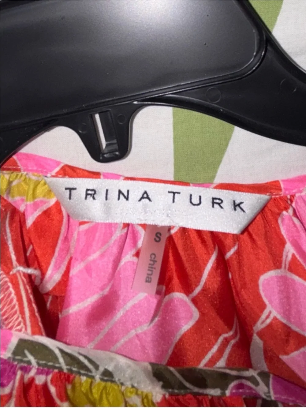 Trina Turk silk women Pink, Red & Yellow Floral Puff-Sleeve Maxi Dress